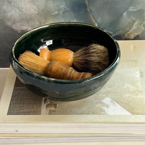 Studio Art Pottery Stoneware Bowl 6" Glossy Finish Dark Green Hand Thrown - Picture 3 of 8